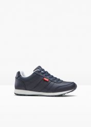 Sneakersy skórzane. Niebieskie obuwie sportowe damskie bonprix, bez wzorów, ze skóry, bez zapięcia. Za 147.99 zł.