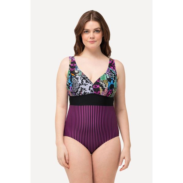 Damski Strój kąpielowy mieszanka wzorów miękkie miseczki. Czarne stroje kąpielowe damskie Ulla Popken, plus size, bez wzorów, z elastanu. Za 239.99 zł.