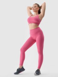 4F Legginsy treningowe bezszwowe damskie - różowe M/L. Czerwone legginsy damskie 4F, bez wzorów, z dzianiny. W wyprzedaży za 59.99 zł.