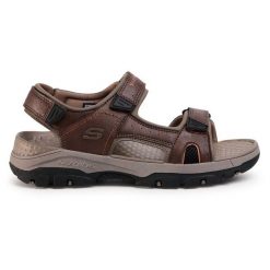 Sandały Skechers. Brązowe sandały męskie Skechers, bez wzorów, bez zapięcia. Za 199.99 zł.