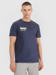 4F T-shirt regular z nadrukiem męski - szary XXL. Szare t-shirty męskie 4F, m, bez wzorów, z bawełny, bez kołnierzyka, bez ramiączek. Za 49.99 zł.