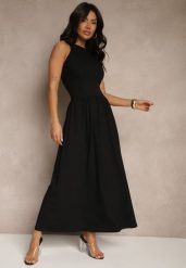 Czarna Rozkloszowana Sukienka z Bawełny z Kieszeniami Lirevane. Czarne sukienki damskie Renee, na co dzień, l, bez wzorów, z bawełny, eleganckie, bez kołnierzyka, bez ramiączek, maxi, rozkloszowane. Za 99.99 zł.