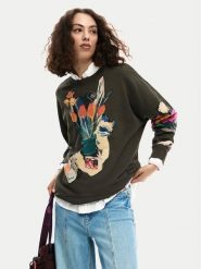 Desigual Bluza Evelyn 26SWSK16 Szary Regular Fit. Szare bluzy damskie Desigual, l, bez wzorów, z bawełny, bez ramiączek, bez kaptura. Za 489.99 zł.