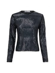 Samsøe Samsøe koszula z cekinami - Saruby Kobiety Sztuczne włókno czarny, XL. Czarne koszule damskie Samsøe & Samsøe, xl, z aplikacjami, z włókna, glamour, bez kołnierzyka, bez ramiączek. Za 429.95 zł.