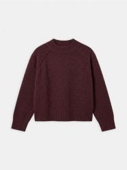 Sweter z półgolfem z domieszką wełny - bordowy. Czerwone swetry nierozpinane damskie Sinsay, l, bez wzorów, z wełny, bez kołnierzyka, bez ramiączek. Za 59.99 zł.