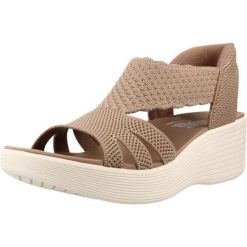 Sandały SKECHERS 120012S Brązowy. Brązowe sandały damskie Skechers, bez wzorów, z materiału, bez obcasa, bez zapięcia. Za 278.99 zł.