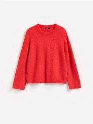 Sweter z wełną alpaki - czerwony. Czerwone swetry nierozpinane damskie Reserved, l, bez wzorów, z dzianiny, bez kołnierzyka, bez ramiączek. Za 219.99 zł.