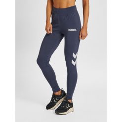 Damskie wysokie legginsy Hummel Legacy. Niebieskie legginsy damskie Hummel, bez wzorów, z bawełny. Za 106.15 zł.