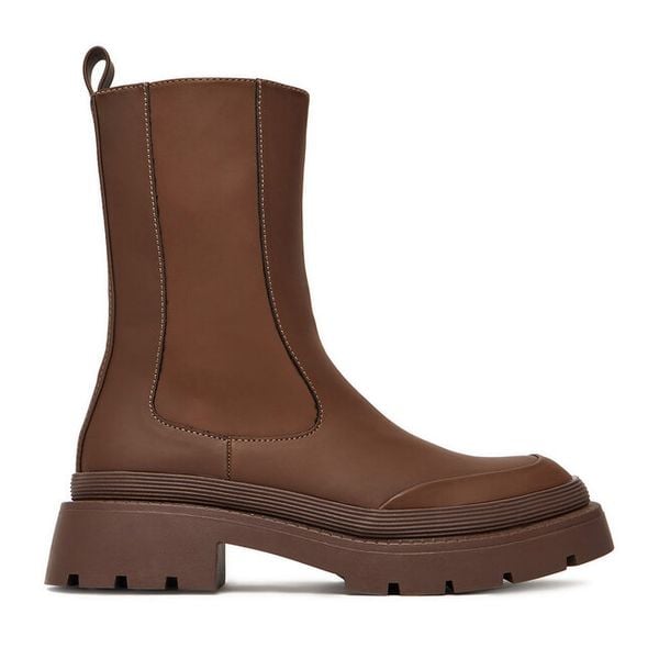 Botki DeeZee. Brązowe botki damskie DeeZee, bez wzorów, bez obcasa, na płaskiej podeszwie, bez zapięcia. Za 179.99 zł.