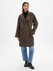 Opus Płaszcz wełniany damski Kobiety brązowy jednolity, 44. Brązowe płaszcze damskie Opus, bez wzorów, z wełny, bez kołnierzyka, bez kaptura. Za 899.95 zł.