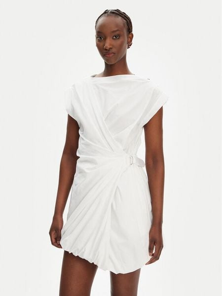 PINKO Sukienka koktajlowa Elliot 105215 A2LD Biały Regular Fit. Białe sukienki damskie Pinko, m, bez wzorów, z bawełny, wizytowe, bez kołnierzyka, bez ramiączek. Za 829.99 zł.