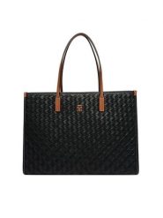 Tommy Hilfiger Torebka Th City Tote AW0AW18394 Czarny. Czarne shopperki damskie Tommy Hilfiger, bez wzorów, ze skóry, bez dodatków. Za 749.99 zł.