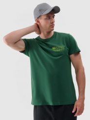 4F T-shirt regular z nadrukiem męski - zielony XXL. Zielone t-shirty męskie 4F, m, bez wzorów, z bawełny, bez kołnierzyka, bez ramiączek. W wyprzedaży za 39.99 zł.