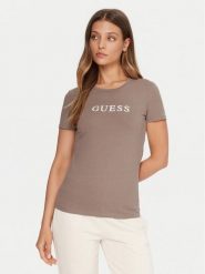Guess T-Shirt O5RI01 KBBU1 Beżowy Regular Fit. Brązowe t-shirty damskie Guess, l, z aplikacjami, z bawełny, bez kołnierzyka, bez ramiączek. Za 119.99 zł.
