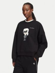 KARL LAGERFELD Bluza B3W20049 Czarny Regular Fit. Czarne bluzy damskie KARL LAGERFELD, m, bez wzorów, z bawełny, bez ramiączek, bez kaptura. Za 779.99 zł.