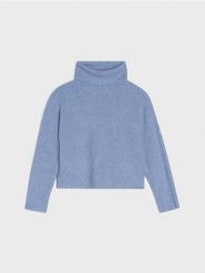 Prążkowany sweter - niebieski. Niebieskie swetry nierozpinane damskie Sinsay, l, bez wzorów, prążkowane, bez kołnierzyka, bez ramiączek. Za 69.99 zł.