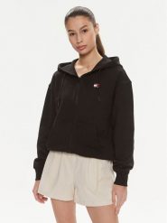 Tommy Jeans Bluza Badge DW0DW17955 Czarny Relaxed Fit. Czarne bluzy damskie Tommy Jeans, xl, bez wzorów, z bawełny, bez ramiączek, bez kaptura. Za 399.99 zł.