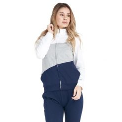 Bluza z zamek błyskawiczny na co dzień na siłownię. Szare bluzy damskie LEONE 1947 APPAREL, m, bez wzorów, z bawełny, sportowe, bez ramiączek, bez kaptura. Za 218.92 zł.