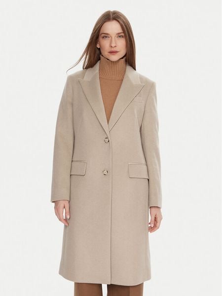 BOSS Płaszcz wełniany Classin 50548371 Beżowy Regular Fit. Brązowe płaszcze damskie Boss, na zimę, bez wzorów, z wełny, bez kołnierzyka, bez kaptura. Za 2,059.00 zł.