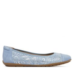 Baleriny Caprice. Niebieskie balerinki damskie Caprice, bez wzorów, bez obcasa, bez zapięcia. Za 339.99 zł.