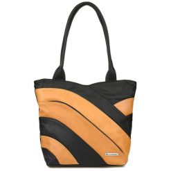 Shopperka skórzana Beltimore L38 czarno-camelowa. Czarne shopperki damskie bez wzorów, ze skóry, na ramię, duże, bez dodatków. Za 208.99 zł.