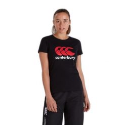Koszulka z logo dla kobiet Canterbury. Czarne bluzki damskie CANTERBURY, l, bez wzorów, sportowe, bez kołnierzyka, bez ramiączek. Za 213.00 zł.