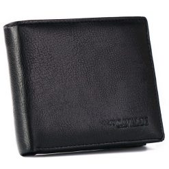Portfel męski Cavaldi M208-PU czarny. Czarne portfele męskie 4U Cavaldi, bez wzorów, ze skóry ekologicznej. Za 40.00 zł.