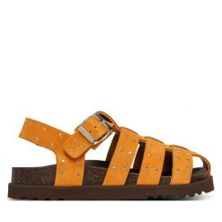 Sandały Scholl. Brązowe sandały damskie Scholl, bez wzorów, bez obcasa, na płaskiej podeszwie, bez zapięcia. Za 547.99 zł.