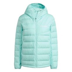 Damska kurtka z kapturem adidas Terrex Multi. Niebieskie kurtki sportowe damskie Adidas, l, bez wzorów, z puchu, bez ramiączek, z kapturem, trekkingowe, ClimaWarm (Adidas). Za 518.20 zł.