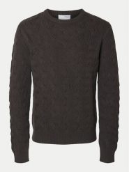 Selected Homme Sweter 16094503 Brązowy Regular Fit. Brązowe swetry męskie Selected Homme, m, bez wzorów, z bawełny, bez kołnierzyka, bez ramiączek. Za 189.99 zł.