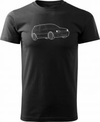 Topslang Koszulka VW Golf 4 z samochodem Golf 4 męska czarna REGULAR S. Czarne swetry męskie Topslang, m, bez wzorów, bez kołnierzyka, bez ramiączek. Za 99.90 zł.