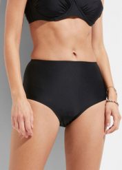 Figi bikini shape, high waist, lekki stopień modelowania sylwetki. Czarne bikini bonprix, bez wzorów. Za 64.99 zł.