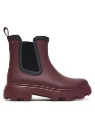 Tommy Hilfiger Kalosze Flag Ankle Warm Lining FW0FW08974 Bordowy. Czerwone kalosze damskie Tommy Hilfiger, bez wzorów, z kauczuku, bez zapięcia. Za 329.99 zł.