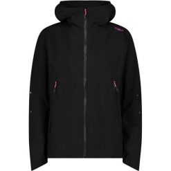 Kurtka przeciwdeszczowa z odpinanym kapturem damska CMP. Czarne kurtki sportowe damskie CMP, bez wzorów, z materiału, bez ramiączek, trekkingowe. Za 353.95 zł.
