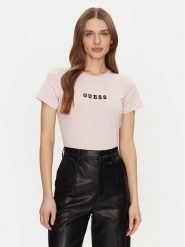 Guess Jeans T-Shirt W5RI54 J1314 Beżowy Regular Fit. Brązowe t-shirty damskie Guess Jeans, xs, z aplikacjami, z bawełny, bez kołnierzyka, bez ramiączek. Za 79.99 zł.