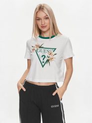 Guess T-Shirt Zoey V4GI02 K46D1 Biały Boxy Fit. Białe t-shirty damskie Guess, xl, z aplikacjami, z bawełny, bez kołnierzyka, bez ramiączek. Za 289.99 zł.