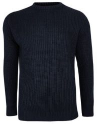 Sweter Granatowy, Okrągły Dekolt, U-neck, Dziergany, Męski - BRAVE SOUL. Niebieskie swetry męskie Brave Soul, m, bez wzorów, dziergany, biznesowe, bez kołnierzyka, bez ramiączek. Za 79.00 zł.