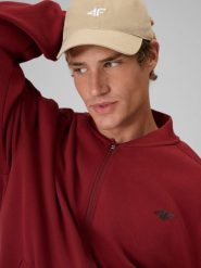 4F Bluza dresowa loose bez kaptura męska - burgundowa S. Czerwone bluzy sportowe męskie 4F, m, bez wzorów, z bawełny, bez kaptura. Za 199.99 zł.