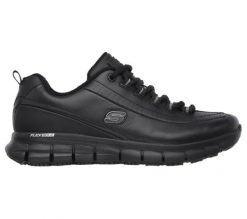 Buty sportowe damskie Skechers Sure Track Trickel sneakersy skórzane czarne. Czarne obuwie trekkingowe damskie Skechers, z materiału, bez zapięcia. Za 319.00 zł.