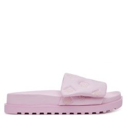 Klapki Guess. Czerwone klapki damskie Guess, z aplikacjami, bez obcasa, bez zapięcia. Za 249.99 zł.