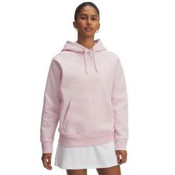 Bluza damska Under Armour Rival Fleece Hoodie. Czerwone bluzy damskie Under Armour, s, bez wzorów, z bawełny, bez ramiączek, z kapturem. Za 263.25 zł.