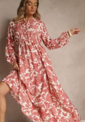 Różowa Kwiecista Sukienka z Wiskozą o Rozkloszowanym Kroju Filennea. Czerwone sukienki damskie Renee, na co dzień, l, bez wzorów, z jeansu, eleganckie, bez kołnierzyka, bez ramiączek, maxi, rozkloszowane. Za 119.99 zł.