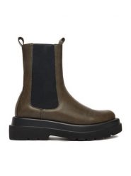 DeeZee Sztyblety 7223-1-OLIVE Zielony. Zielone botki damskie DeeZee, bez wzorów, z materiału, bez obcasa, na płaskiej podeszwie, bez zapięcia. Za 219.99 zł.