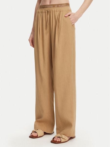 Marella Spodnie materiałowe Fred 2513131085 Beżowy Wide Leg. Brązowe spodnie materiałowe damskie Marella, bez wzorów, z materiału. Za 579.00 zł.
