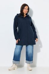 Damskie Trencz funkcyjny HYPRAR hydrofobowy kaptur. Niebieskie płaszcze damskie Ulla Popken, plus size, bez wzorów, z materiału, bez kołnierzyka, bez kaptura. Za 639.99 zł.