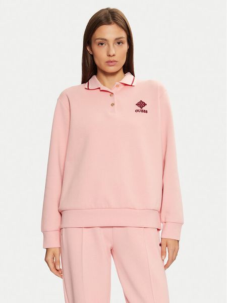 Guess Bluza V5RQ01 KCLD1 Różowy Regular Fit. Czerwone bluzy damskie Guess, m, z aplikacjami, z bawełny, bez ramiączek, bez kaptura. Za 269.99 zł.