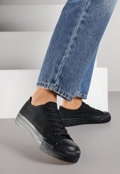 Czarne Trampki Vices na Grubszej Podeszwie pod Kostkę Tilomea. Czarne trampki i tenisówki damskie Born2be, bez wzorów, z jeansu, bez zapięcia. Za 49.99 zł.