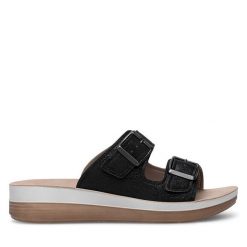 Klapki Inblu. Czarne klapki damskie Inblu, bez wzorów, bez obcasa, bez zapięcia. Za 119.99 zł.
