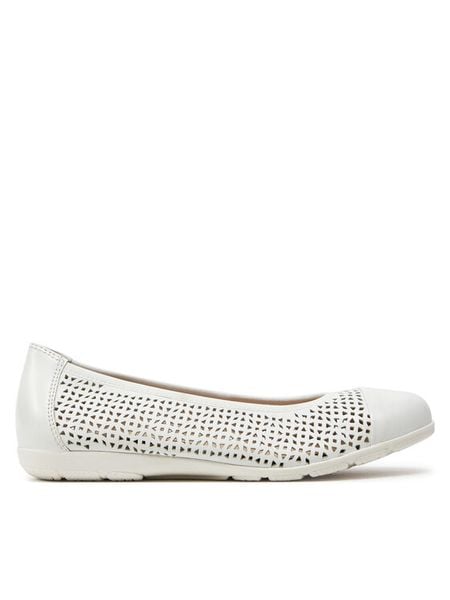 Caprice Baleriny 9-22151-42 Biały. Białe balerinki damskie Caprice, bez wzorów, ze skóry, bez obcasa, bez zapięcia. Za 183.99 zł.