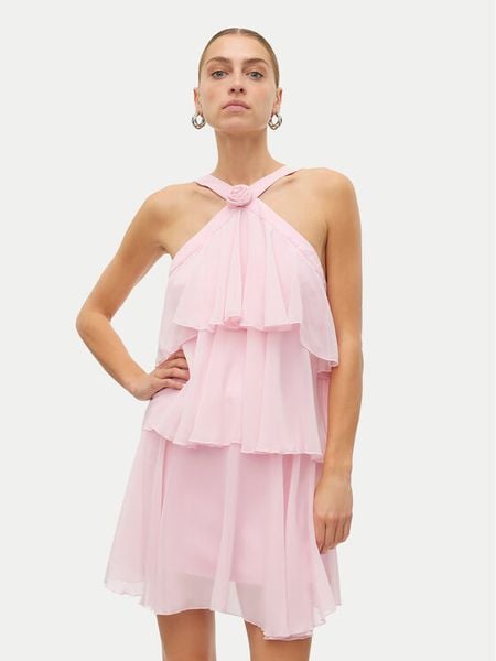 Vero Moda Sukienka koktajlowa Felicia 10329767 Różowy Regular Fit. Czerwone sukienki damskie Vero Moda, m, bez wzorów, z syntetyku, wizytowe, bez kołnierzyka, bez ramiączek. Za 179.99 zł.